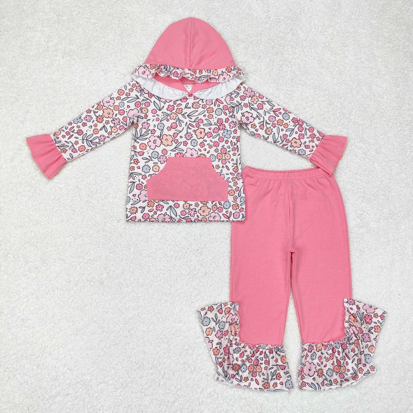 GLP1285 baby Girls pink floral hoodies kids boutique wholesale clothing