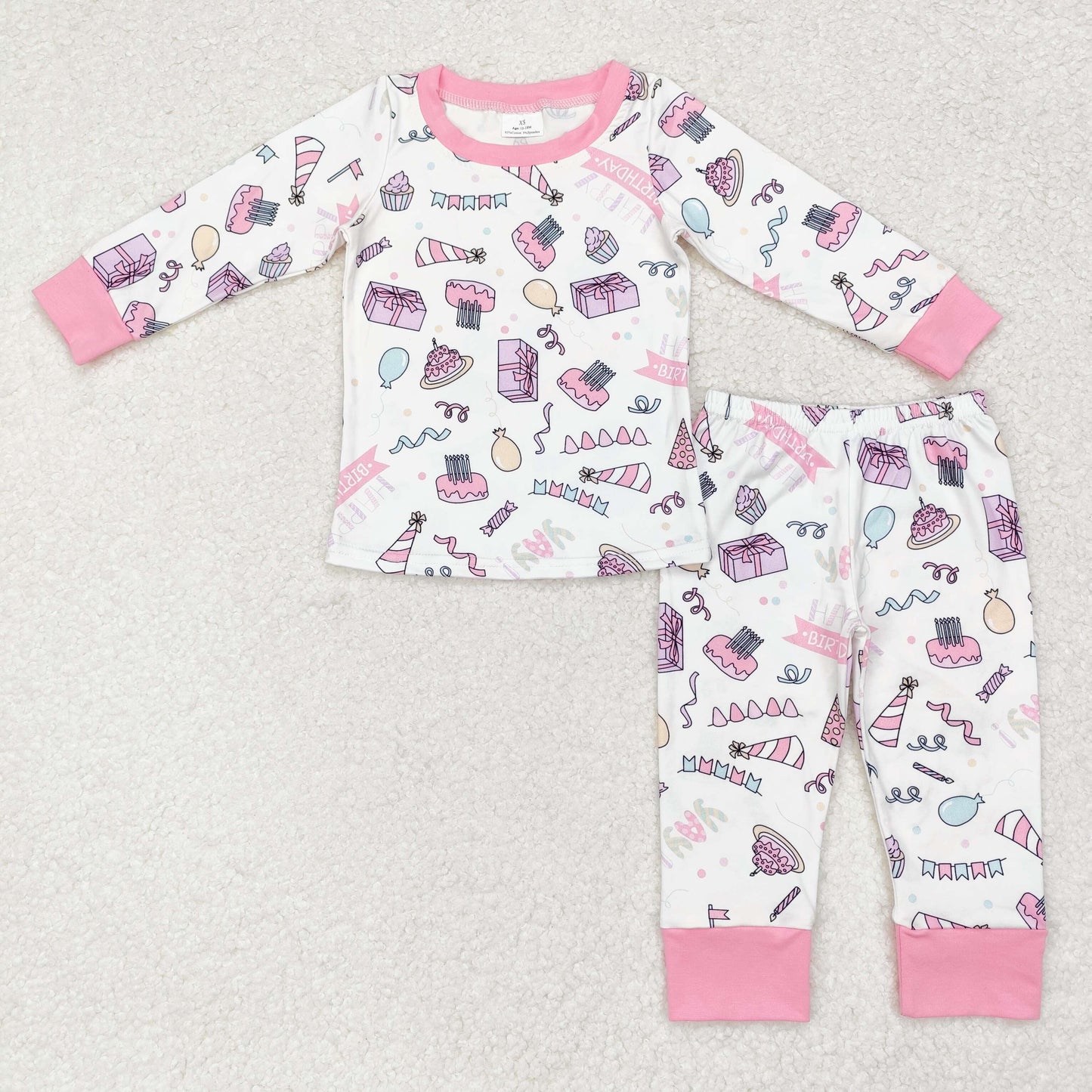 GLP1190 Girls pink birthday pajamas kids boutique wholesale clothing