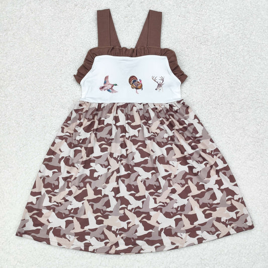 GSD1272 Straps duck pheasant deer camo kids girls dresses