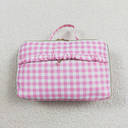 Girls Pink Plaid Lunch Box 12.6x8.7x3.5 inches