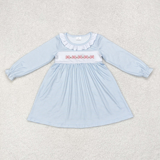 GLD0508 Girls BLUE BOW Dress Embroidery