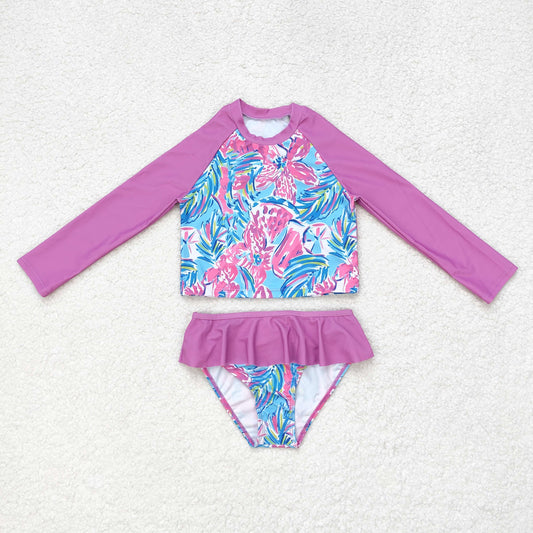 S0259 Girls Floral Bathing Suit 2pcs