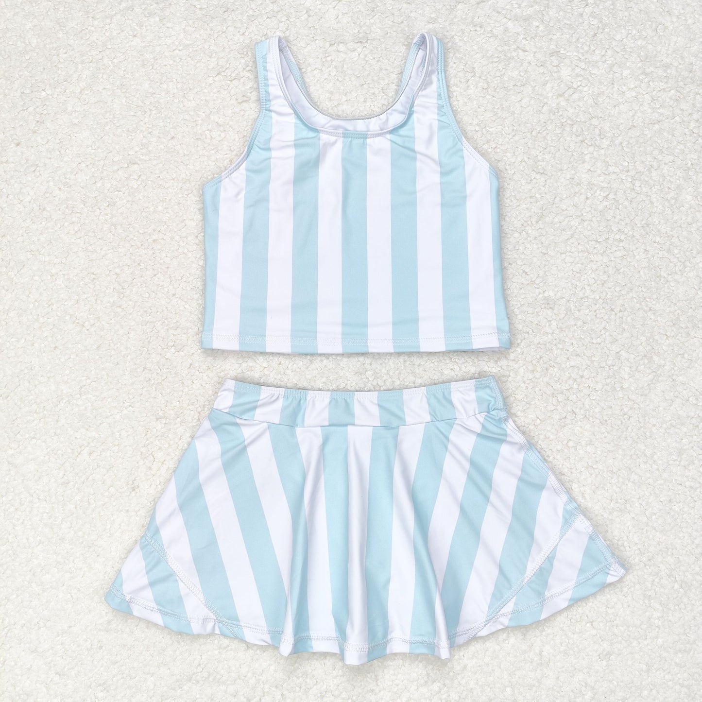 GSD0990 Girls blue stripe Bathing Suit 2pcs