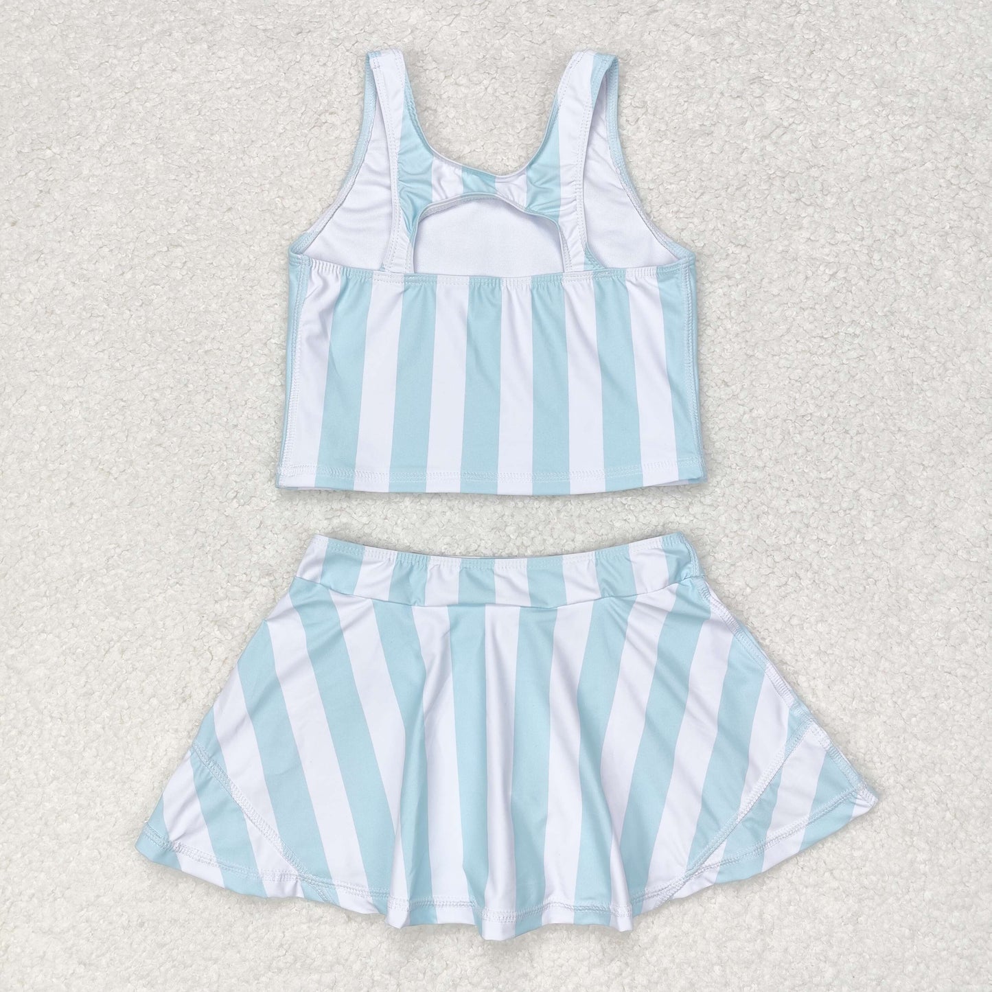 GSD0990 Girls blue stripe Bathing Suit 2pcs