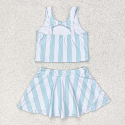 GSD0990 Girls blue stripe Bathing Suit 2pcs