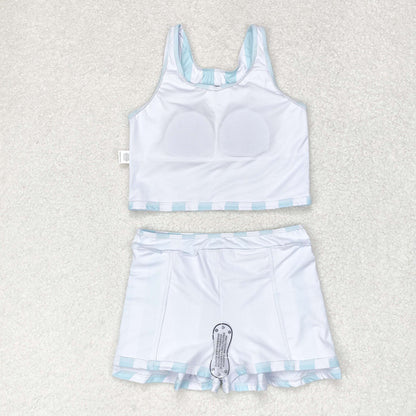 GSD0990 Girls blue stripe Bathing Suit 2pcs