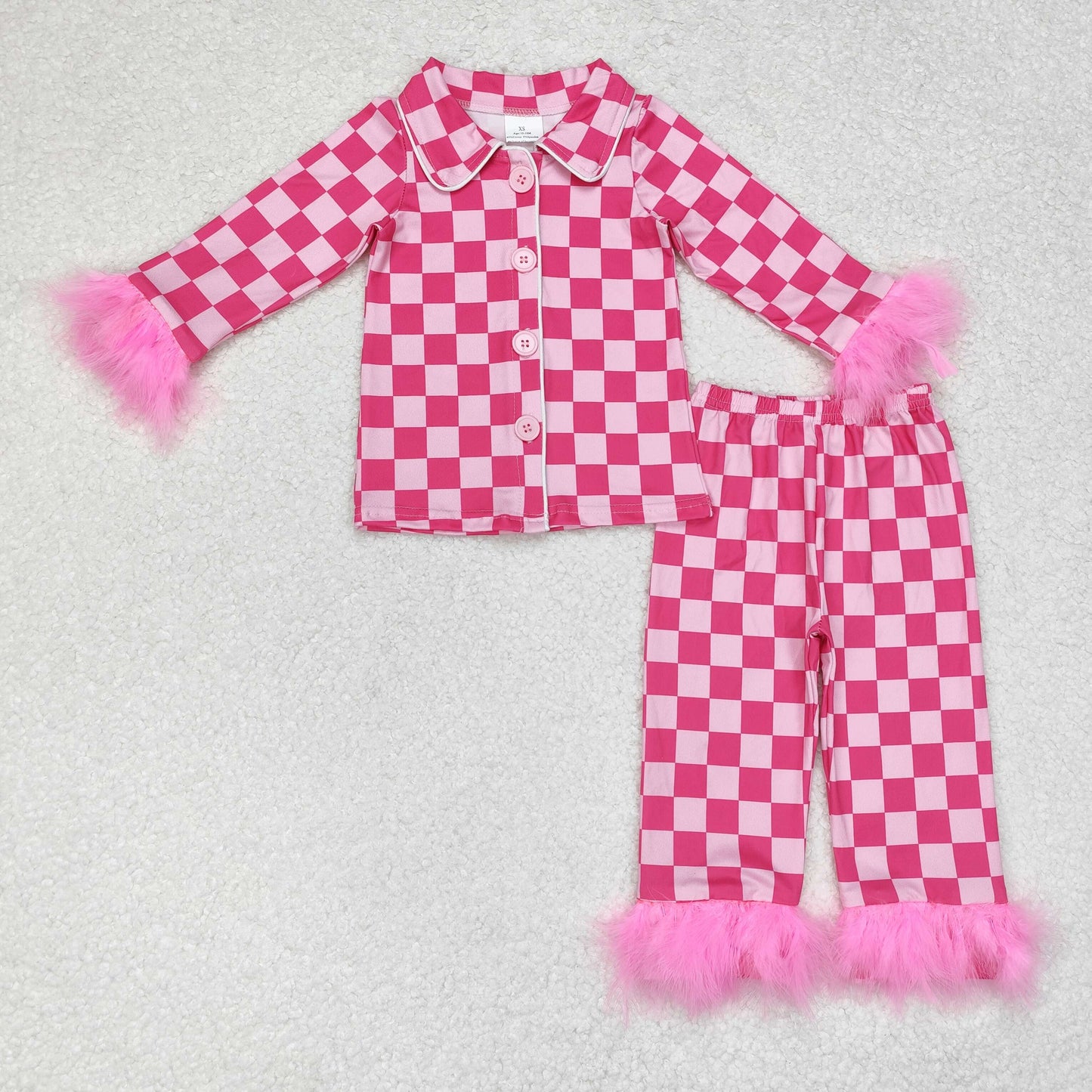 GLP1256 Girls Pink checked pajamas