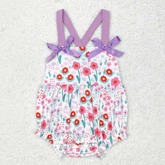 SR1417 Baby Girls Purple Floral Bubble