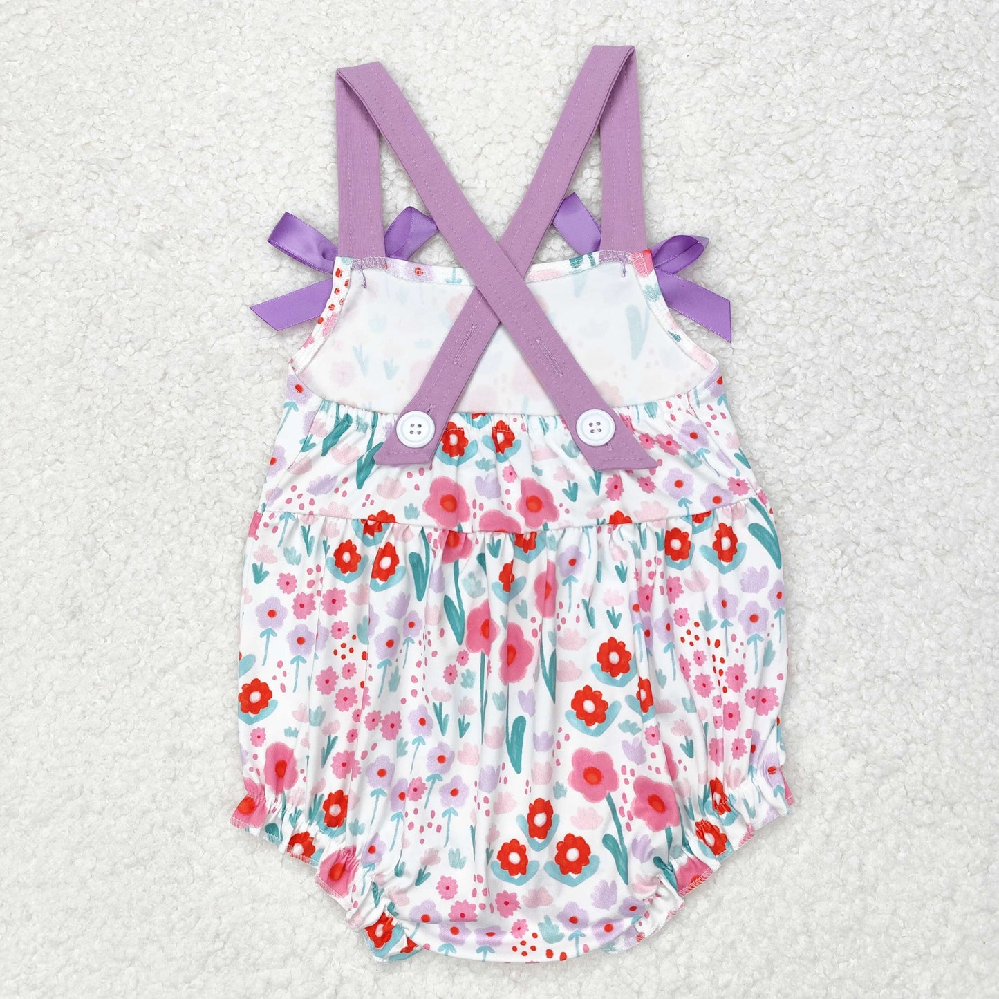 SR1417 Baby Girls Purple Floral Bubble