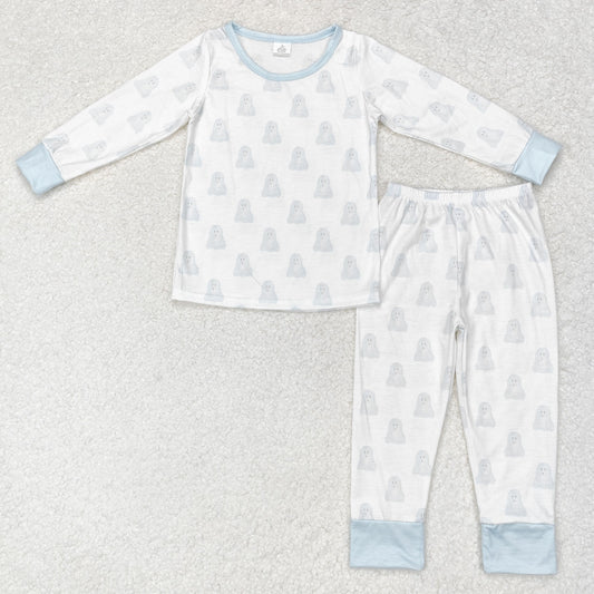 BLP0540 Boys Ghost blue pajamas bamboo