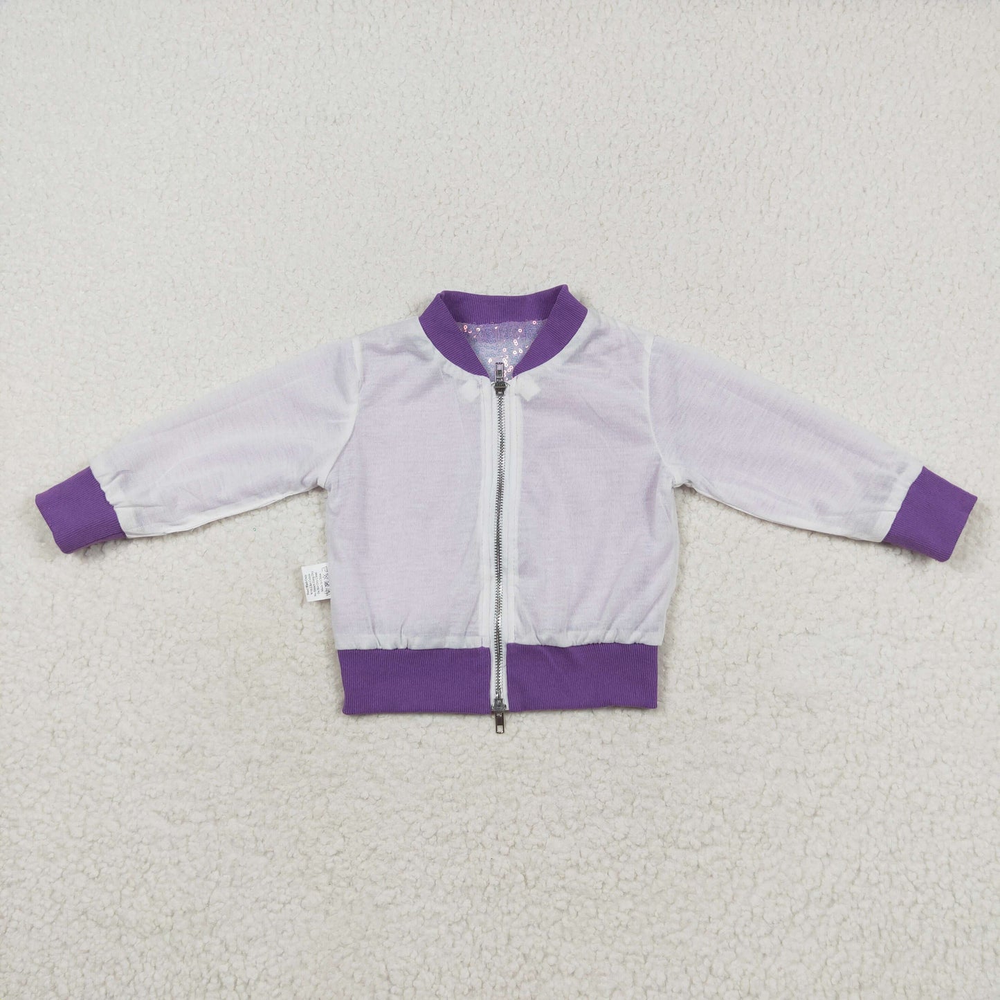 GT0559 Purple sequin zipper baby girls winter coat