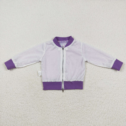 GT0559 Purple sequin zipper baby girls winter coat