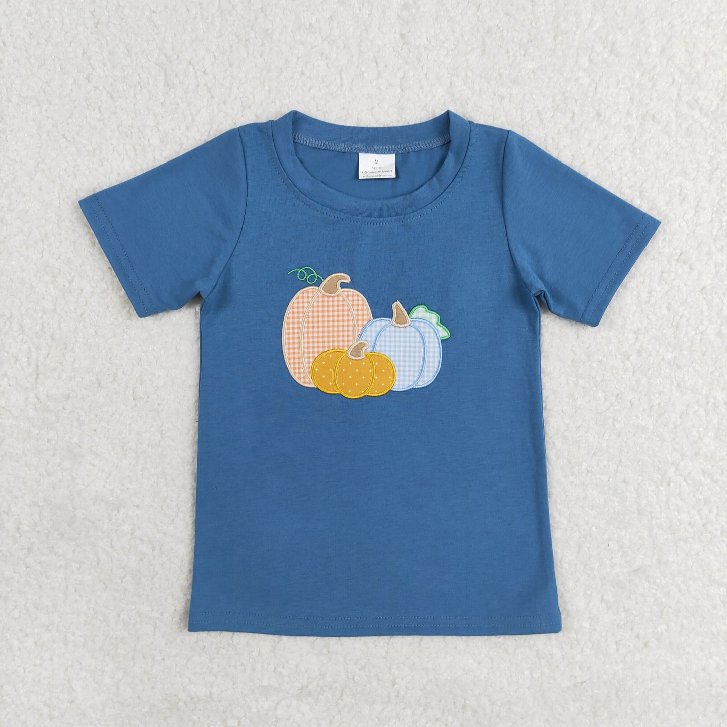 BT0824 Boys pumpkin T-shirt Embroidery