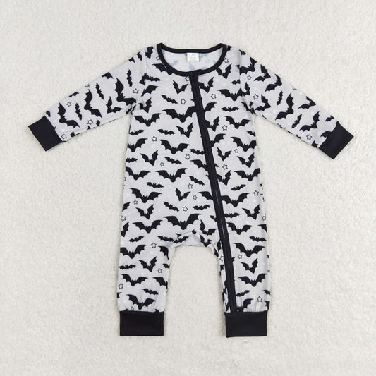 LR1096 Baby boys bats zipper romper bamboo