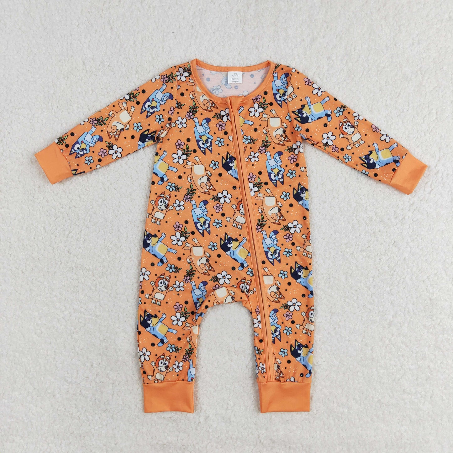 LR0982 Baby Girls cartoon dog zipper romper kids boutique wholesale clothing