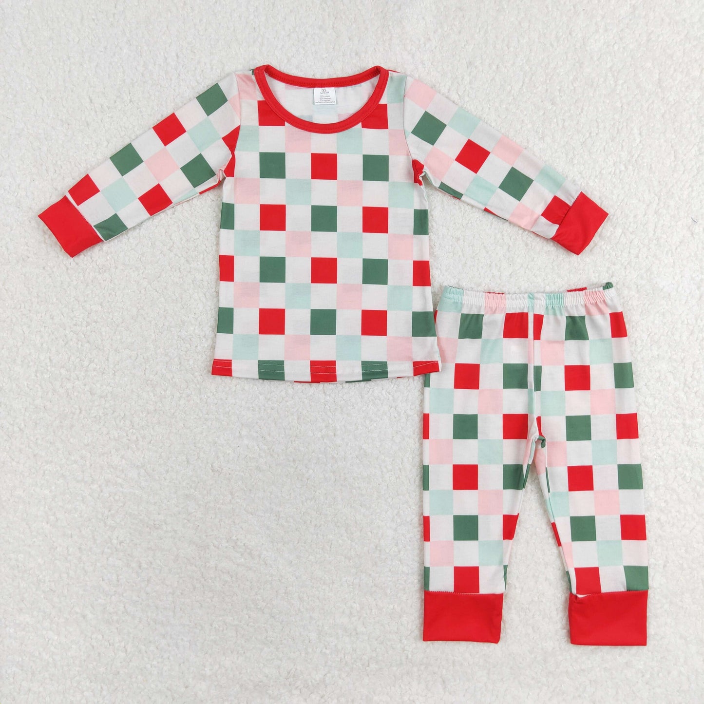 GLP1352 Girls red green checked pajamas