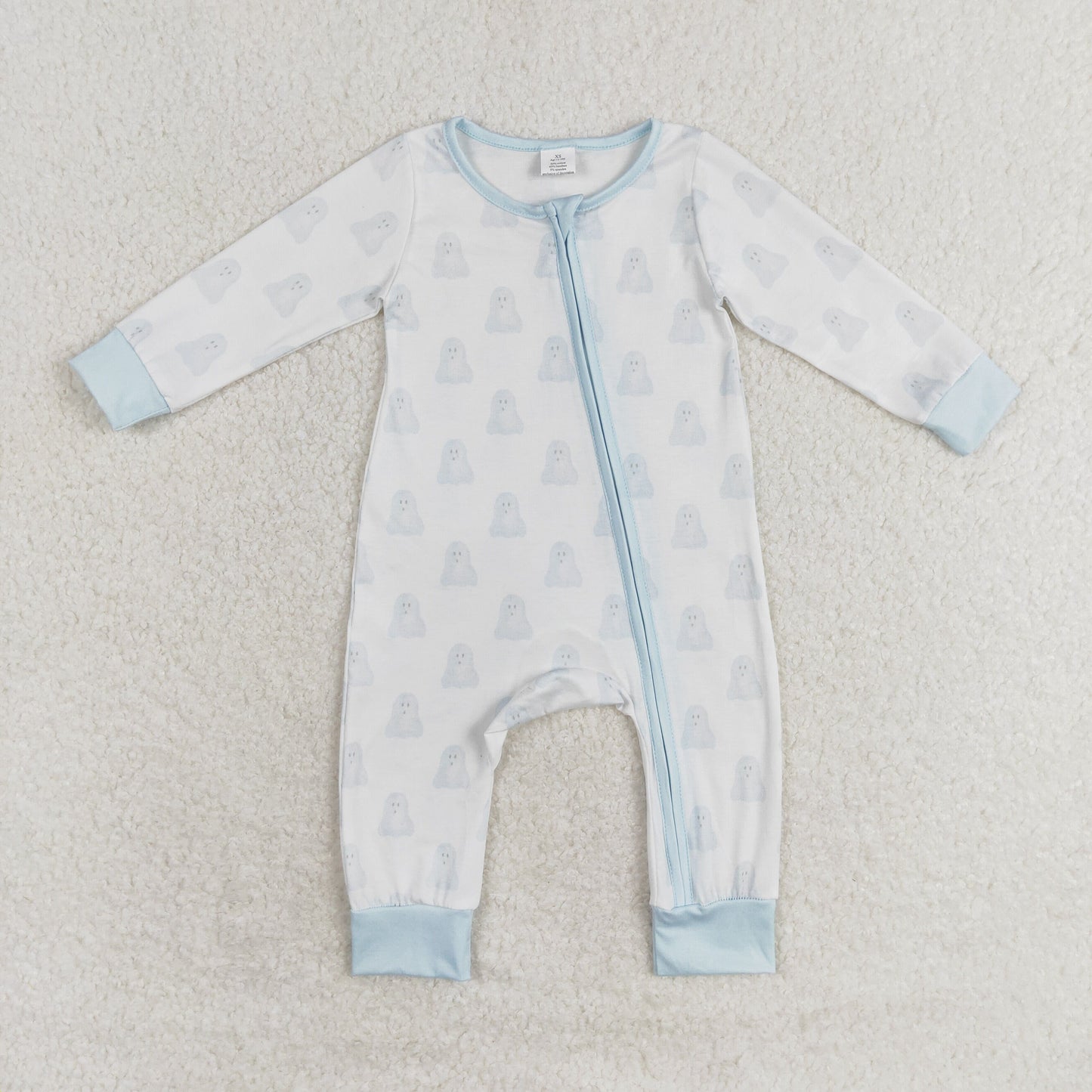 LR1125 Baby boys ghost zipper romper bamboo