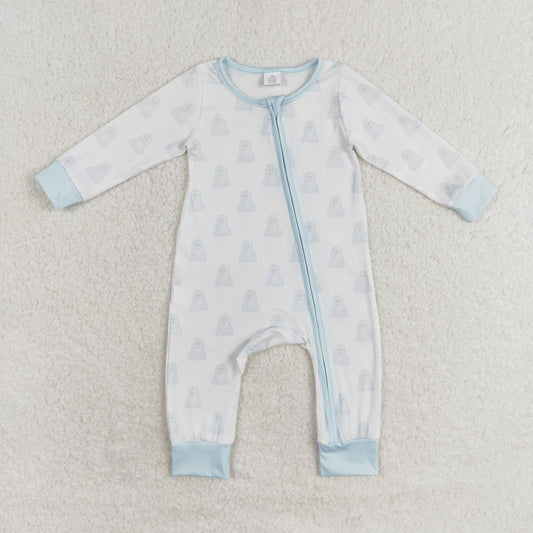 LR1125 Baby boys ghost zipper romper bamboo