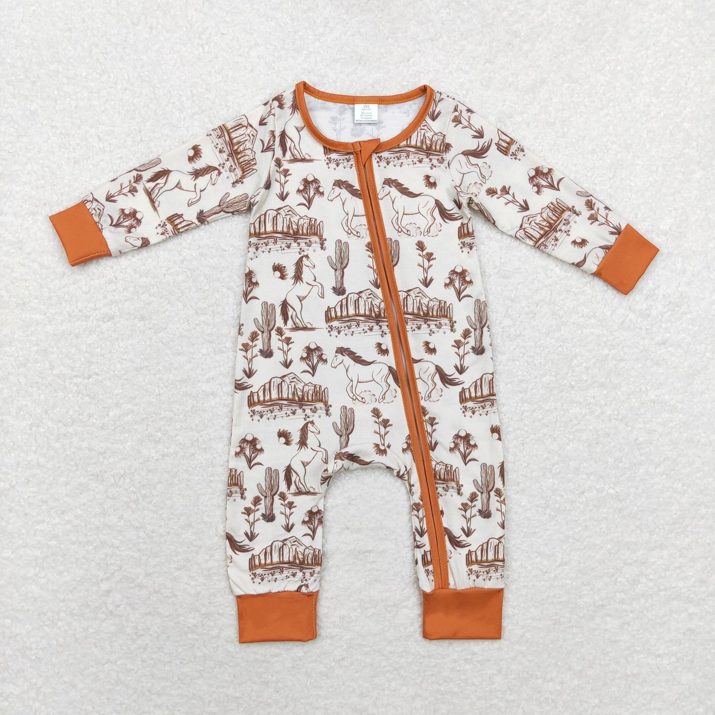 LR1164 Baby boys horse zipper romper