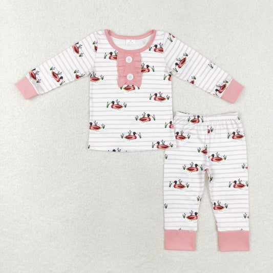 GLP1217 baby Girls pink duck outfits