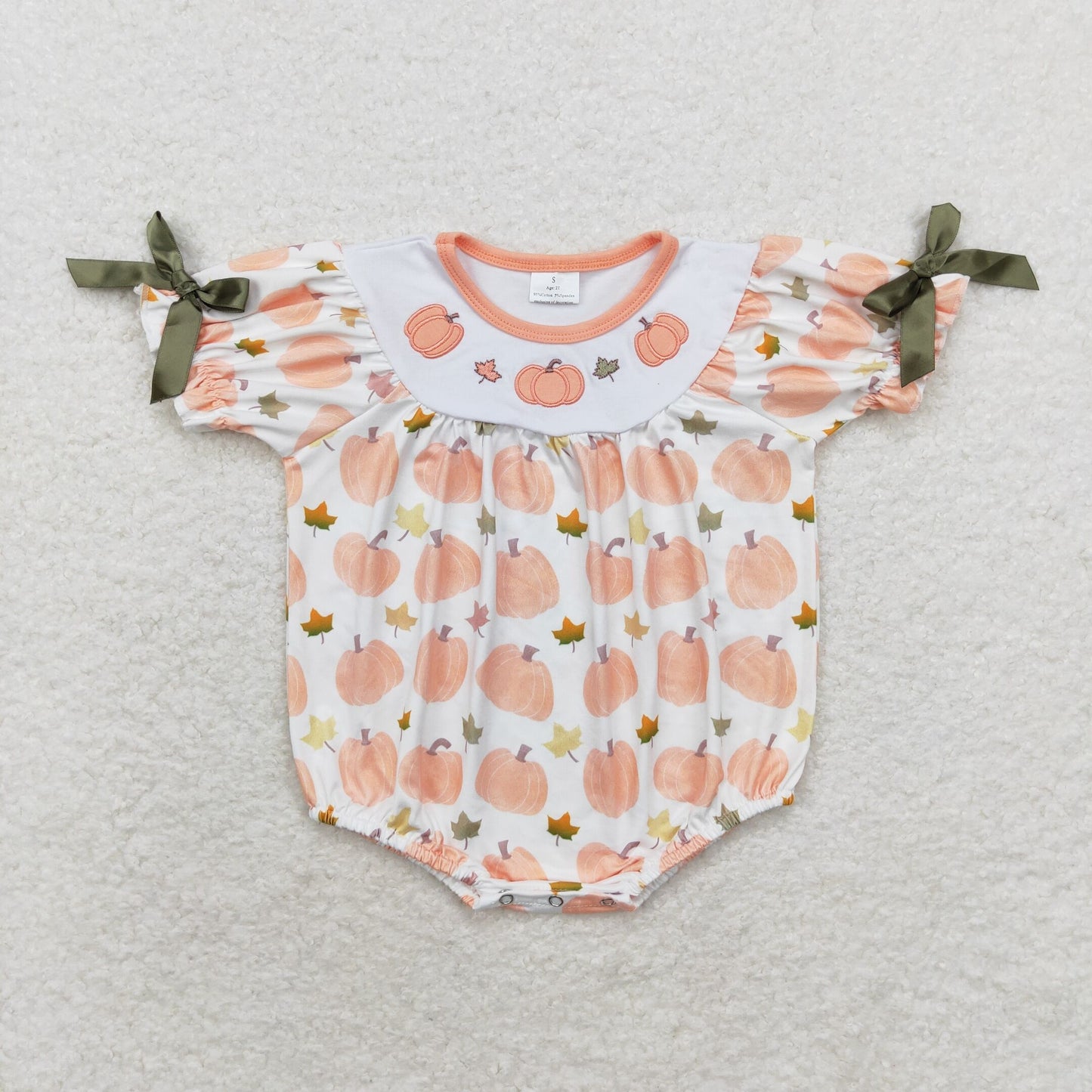 SR1917 Baby girls pumpkin romper embroidery