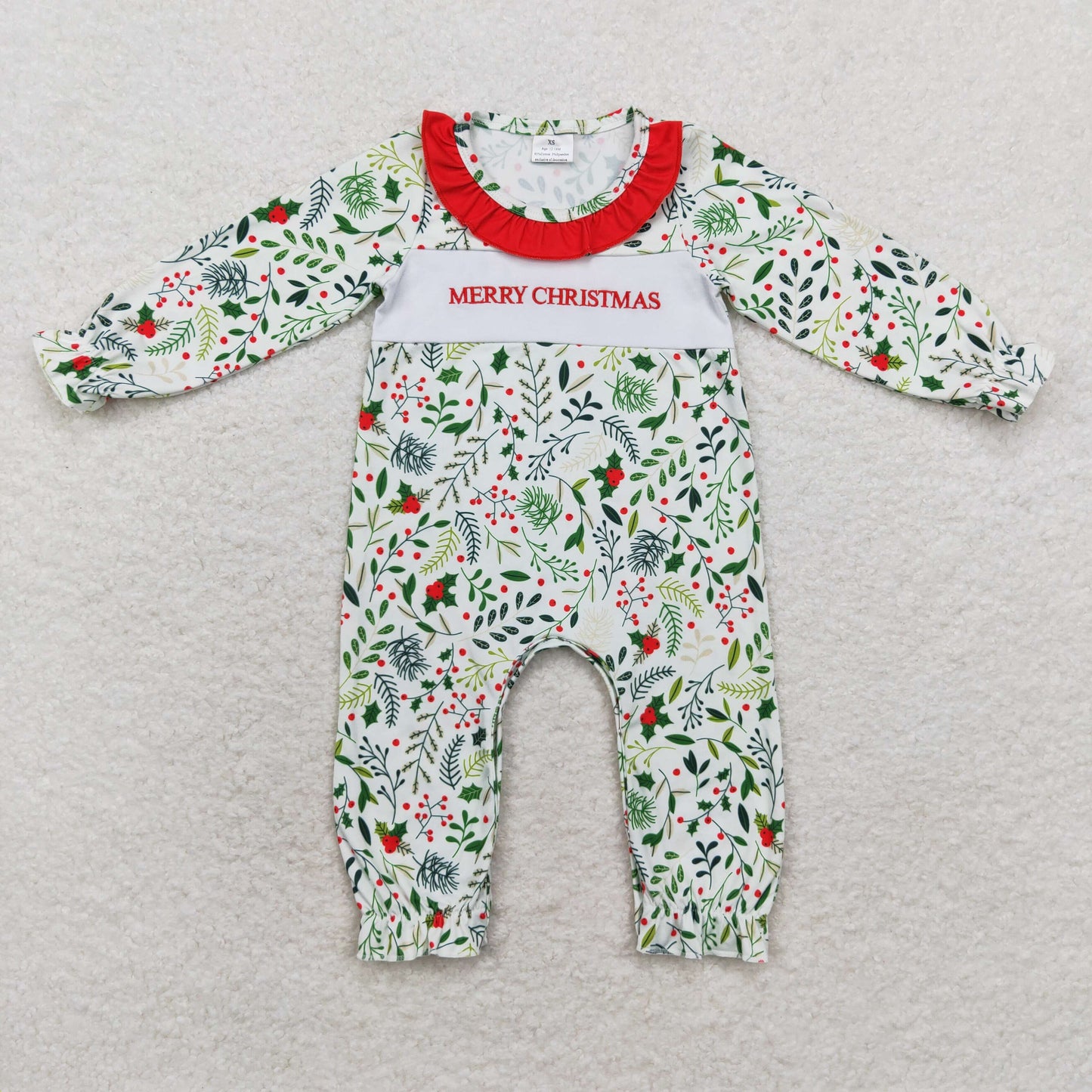 LR1176 Baby girls Christmas romper embroidery