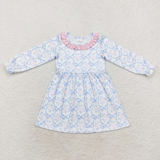 GLD0693 Girls blue bows Dress