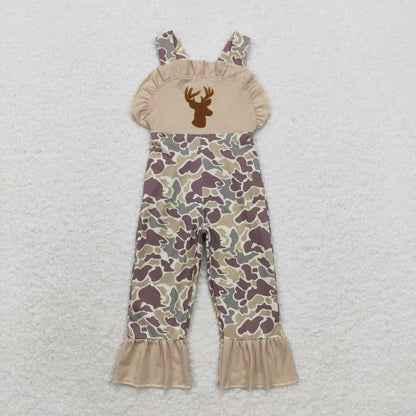 SR1914 Girls camo deer Overalls kids boutique wholesale clothing embroidery