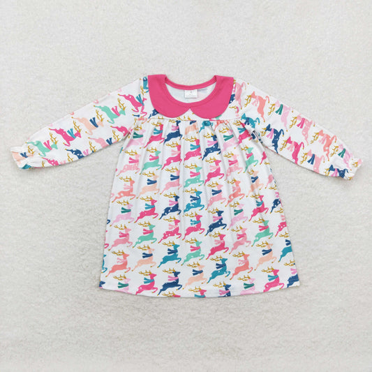 GLD0648 Girls deer pink Dress