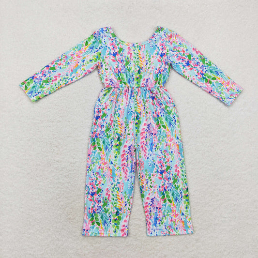 LR1141 Girls floral mint Jumpsuit