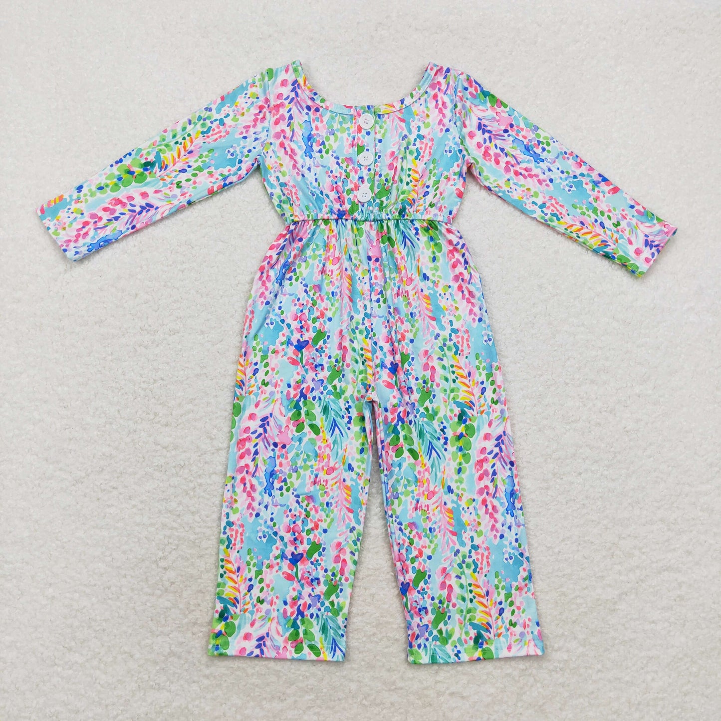 LR1141 Girls floral mint Jumpsuit