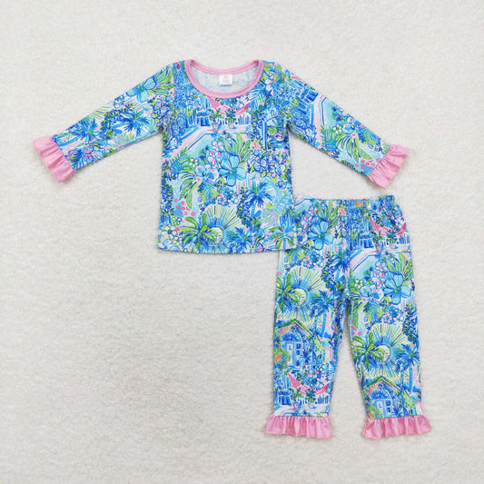 GLP1481 long sleeve floral pink green pajamas