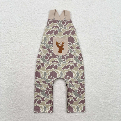 SR1913 Boys camo deer Overalls kids boutique wholesale clothing Embroidery