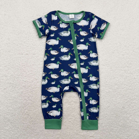 SR1897 baby boys duck zipper romper