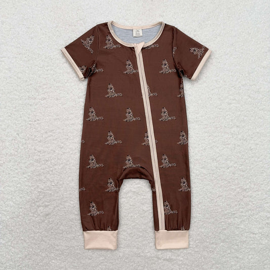 SR1898 baby boys lion zipper romper bamboo