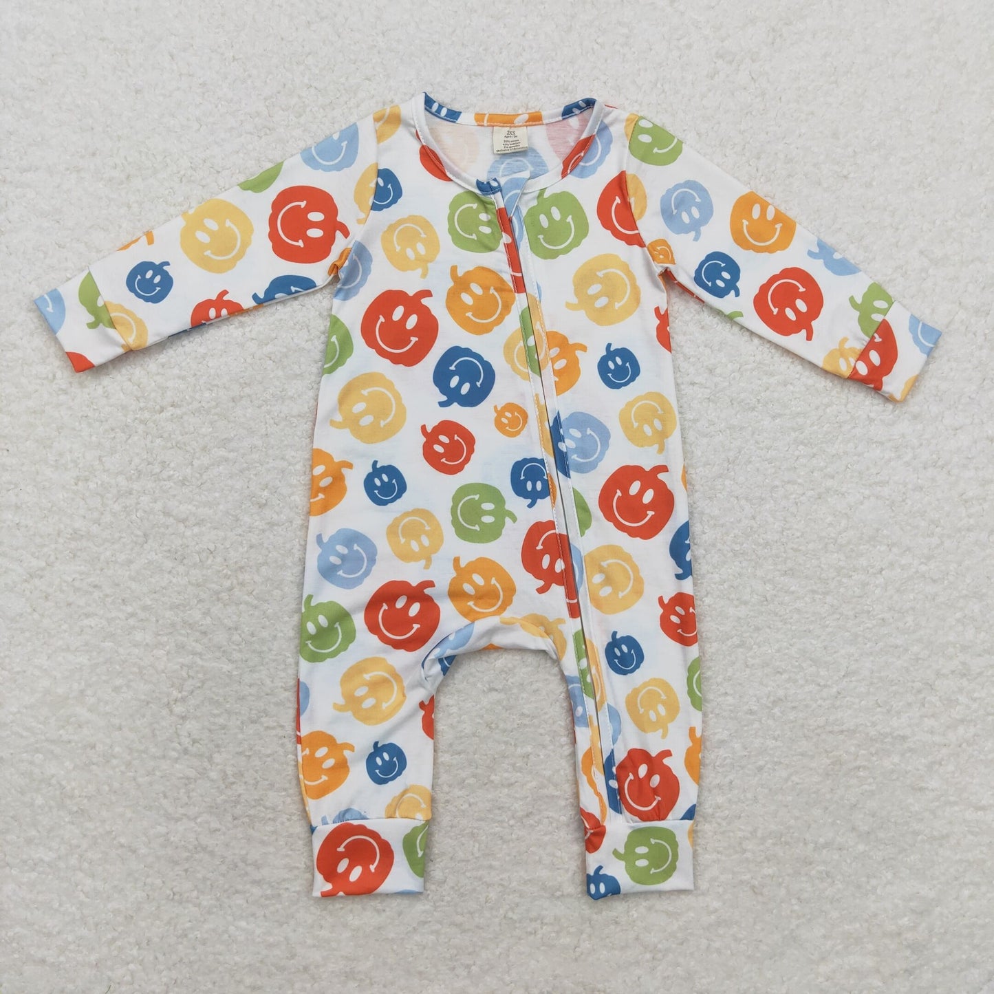 LR1094 Baby boys pumpkin zipper romper Bamboo