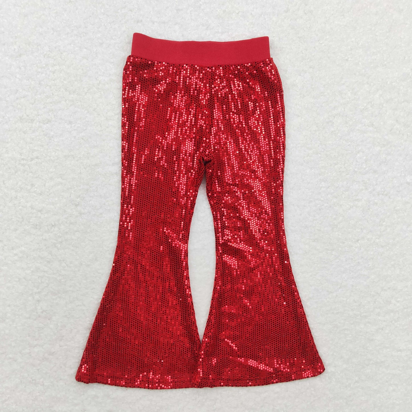 P0497 baby Girls red sequin bell bottom pants