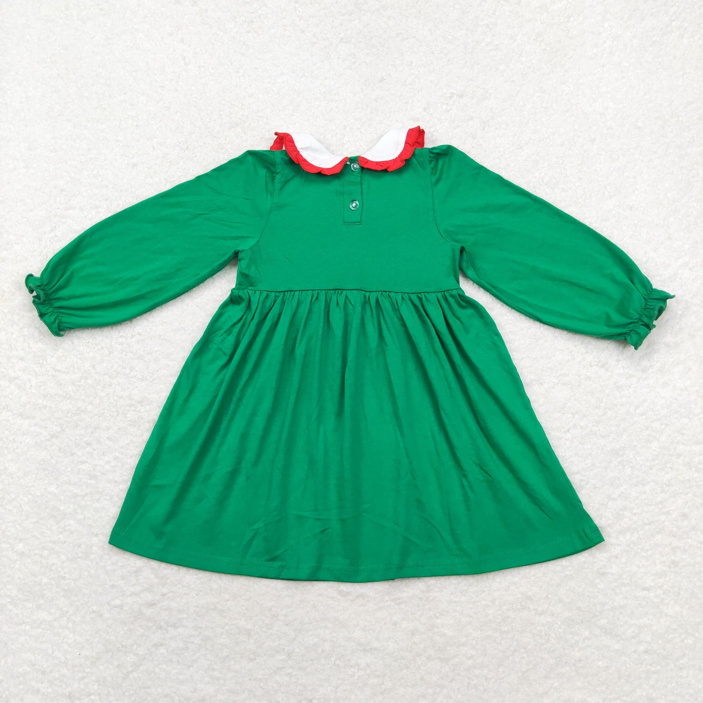 GLD0559 Girls Christmas tree Dress embroidery smock