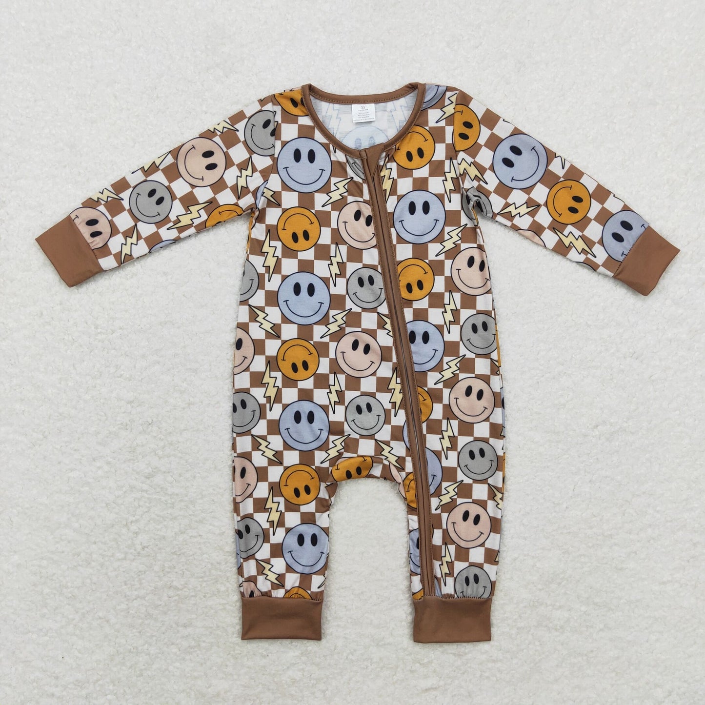 LR0961 Baby boys smiling zipper romper