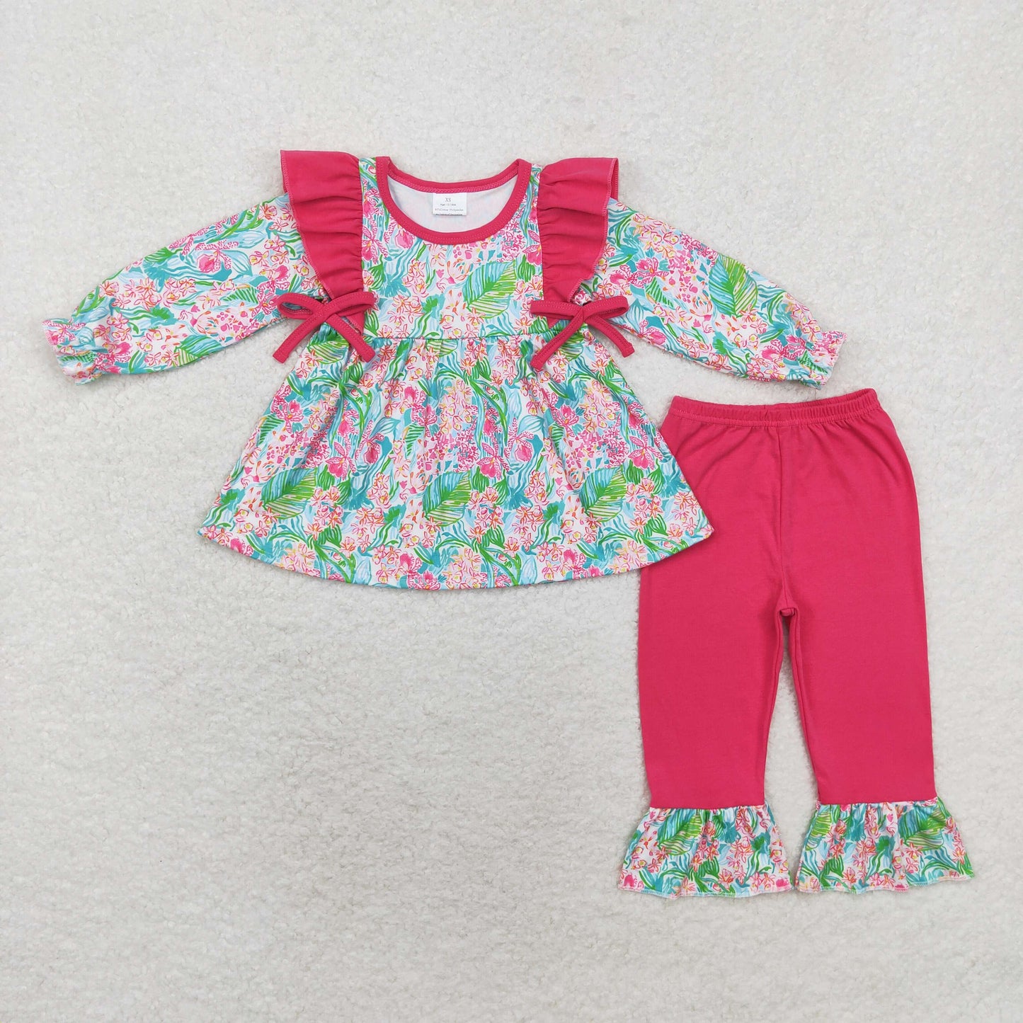 GLP1430 long sleeve red floral girls outfits