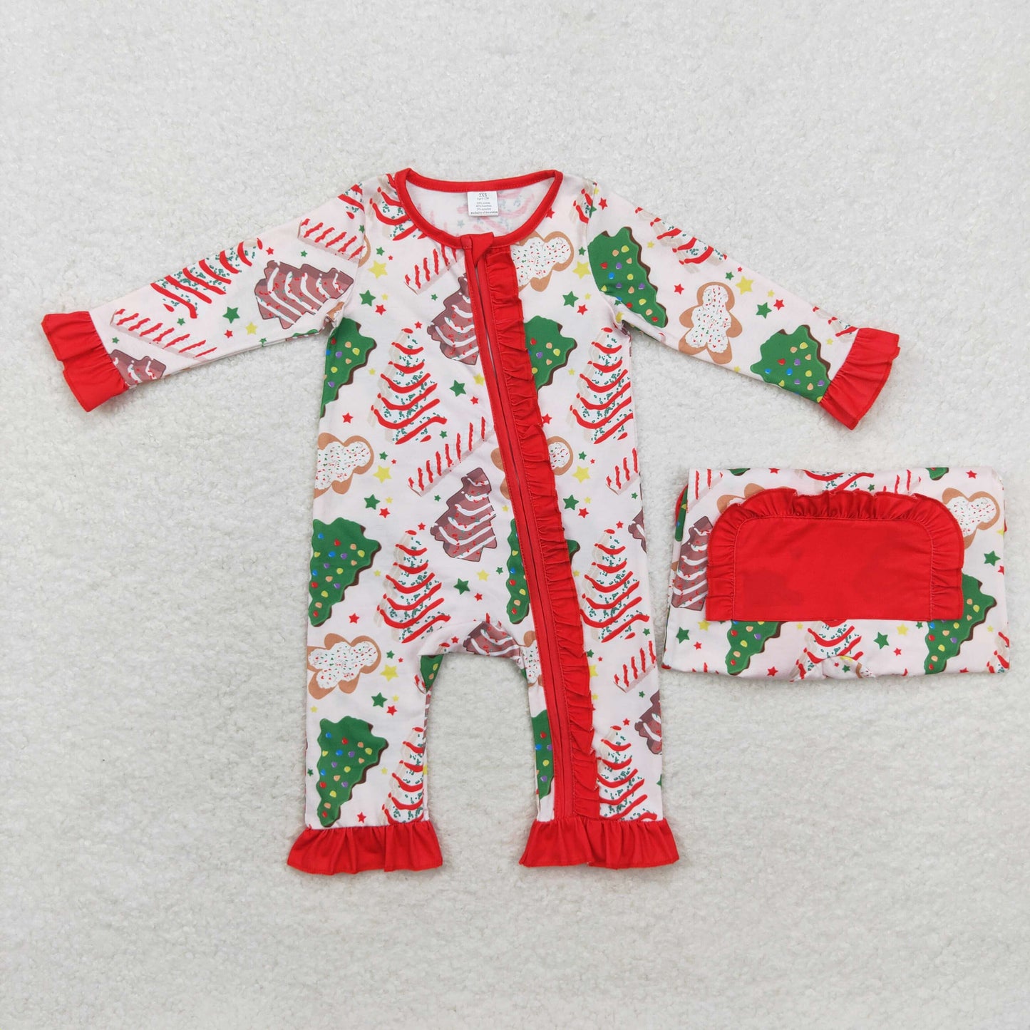 LR1149 Baby girls Christmas zipper romper Bamboo