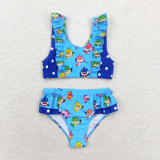 S0280 Girls shark Bathing Suit 2pcs