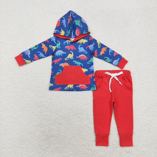 BLP063t baby boys long sleeve dinosaur hoodies jogger set