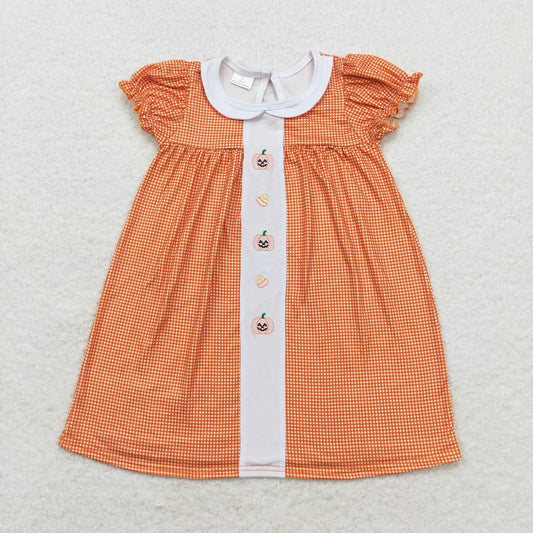 GSD1337 Girls pumpkin Dress embroidery