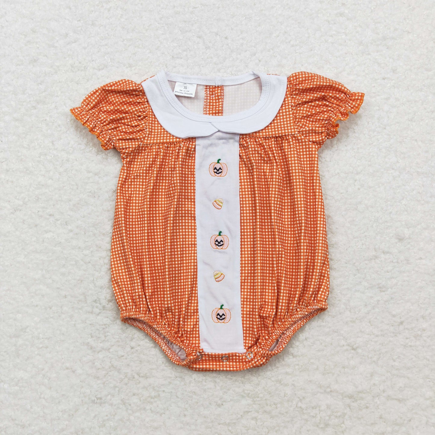 SR1879 BABY girls Halloween orange bubble embroidery