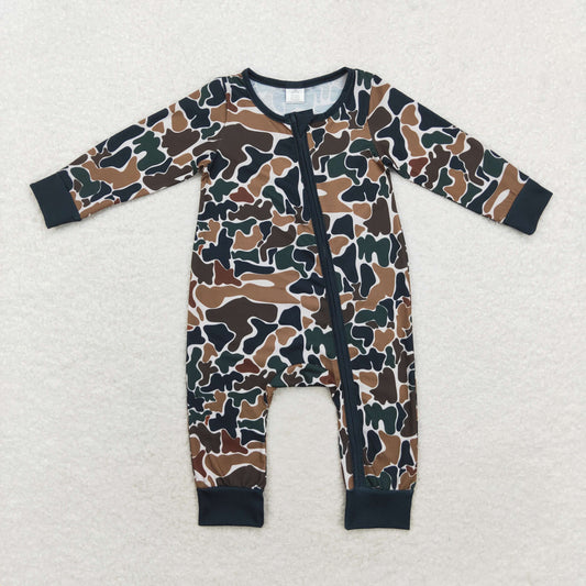 LR1453 Baby boys camo zipper romper bamboo