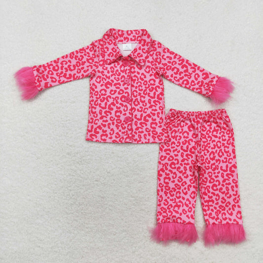 GLP1257 Girls Pink leopard pajamas