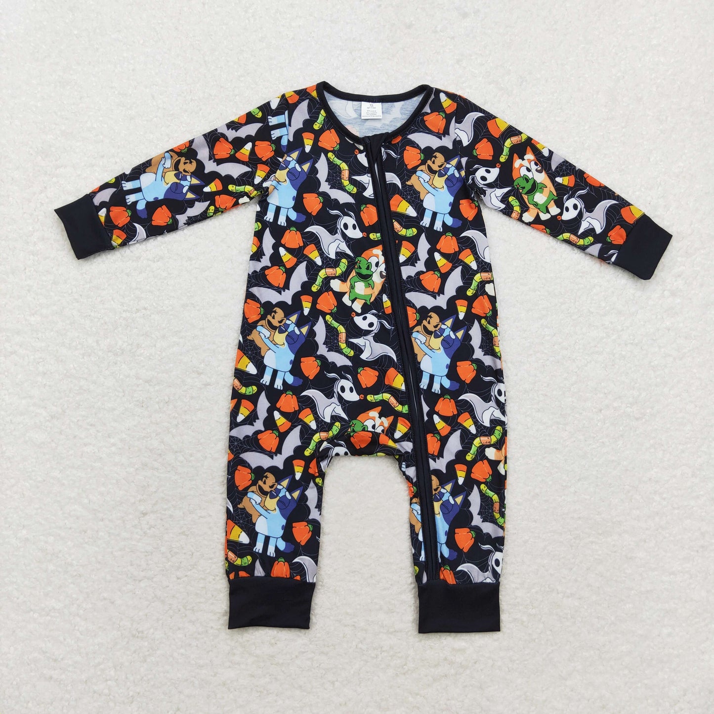 LR1077 Baby boys Halloween zipper romper bamboo