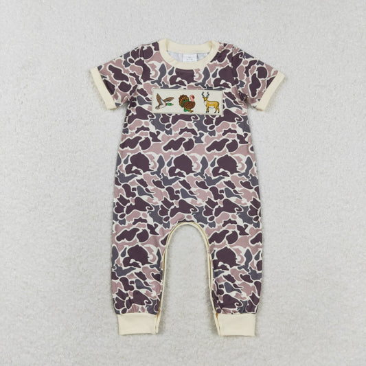 SR1901 Baby boys camo romper embroidery