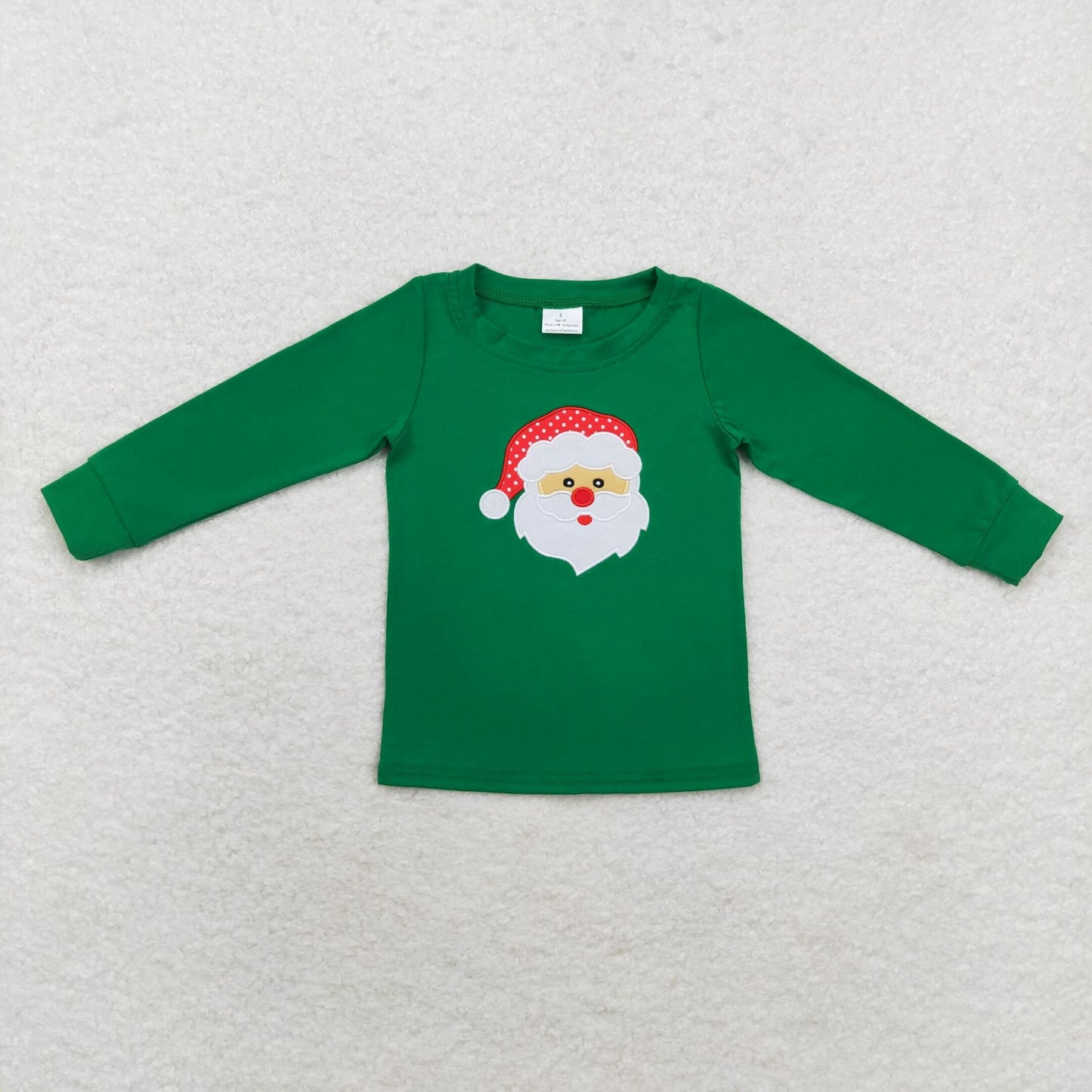 BT0790 Christmas long sleeve cotton Santa boy top embroidery